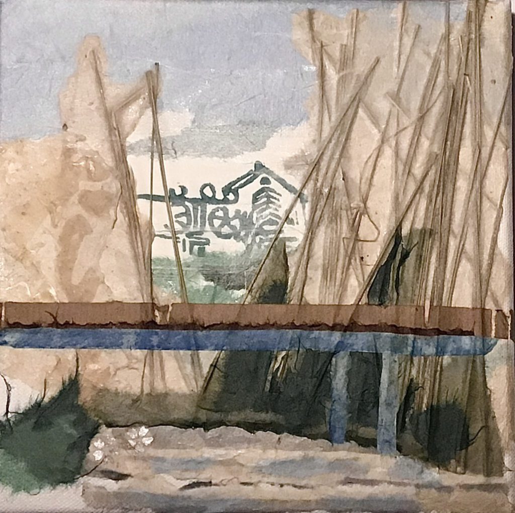 Blaue Brücke (Papiercollage)