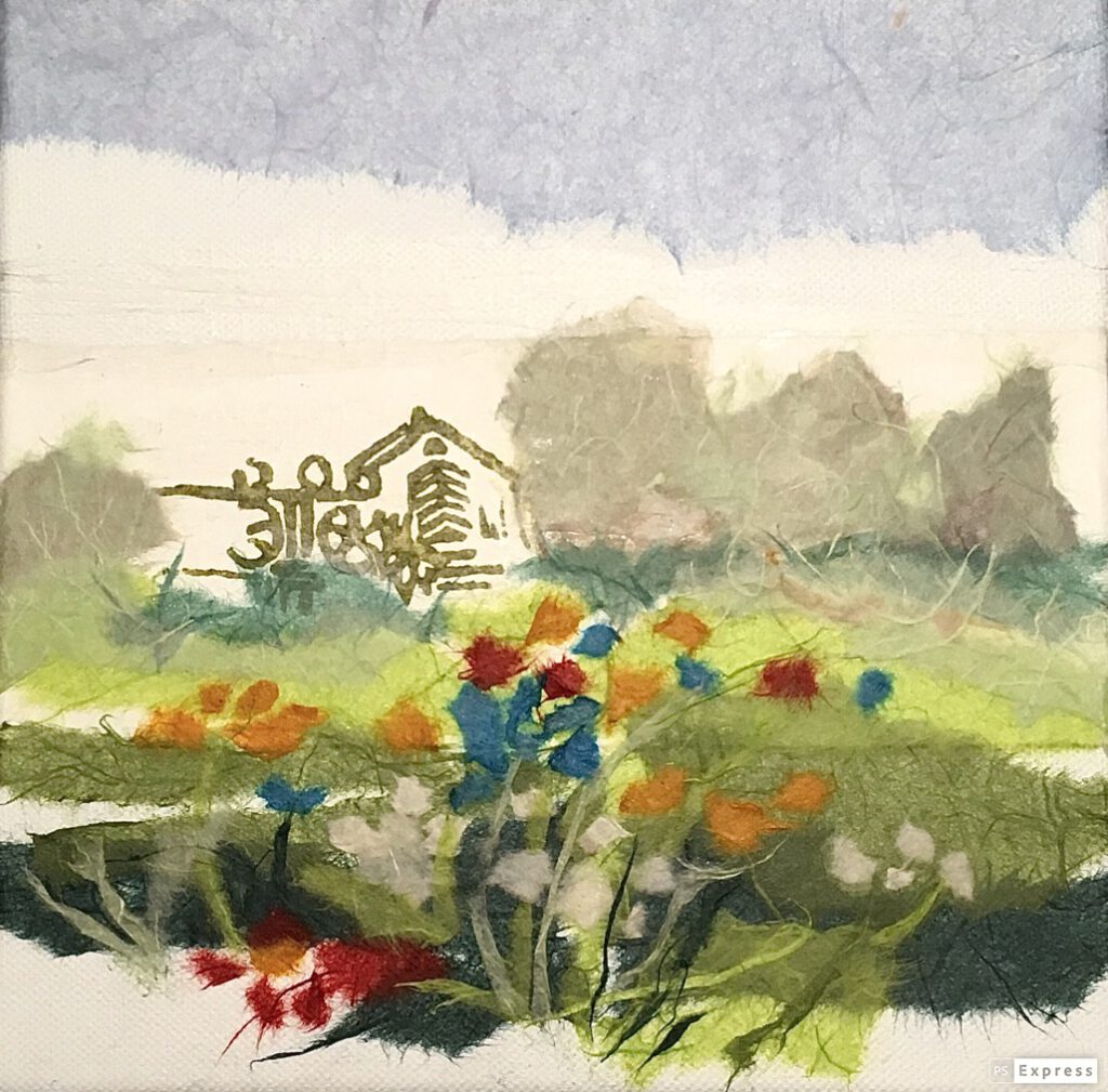 Blumenwiese an der Heerser Mühle (Papiercollage)