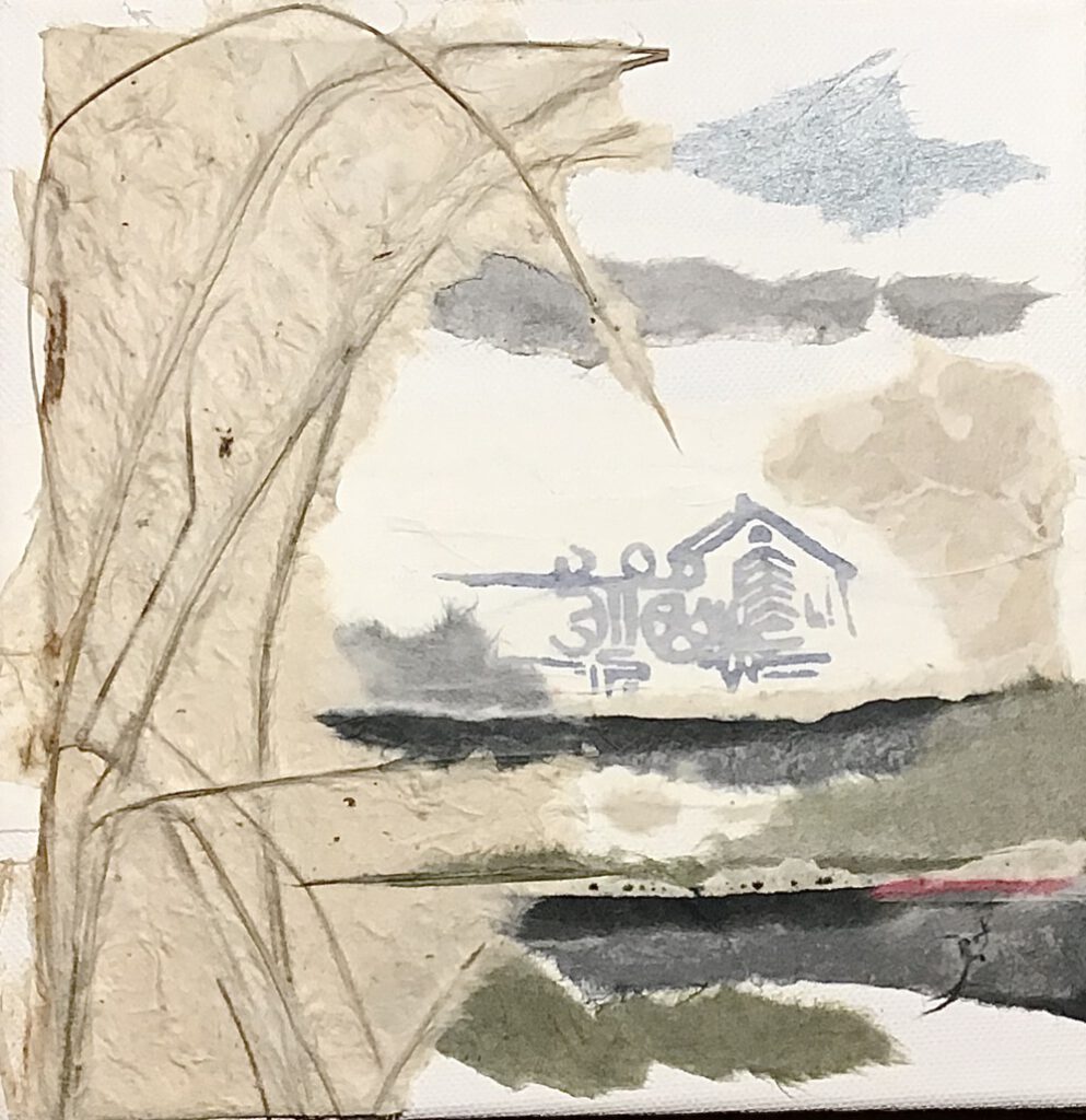 Winterstimmung an der Heerser Mühle (Papiercollage)